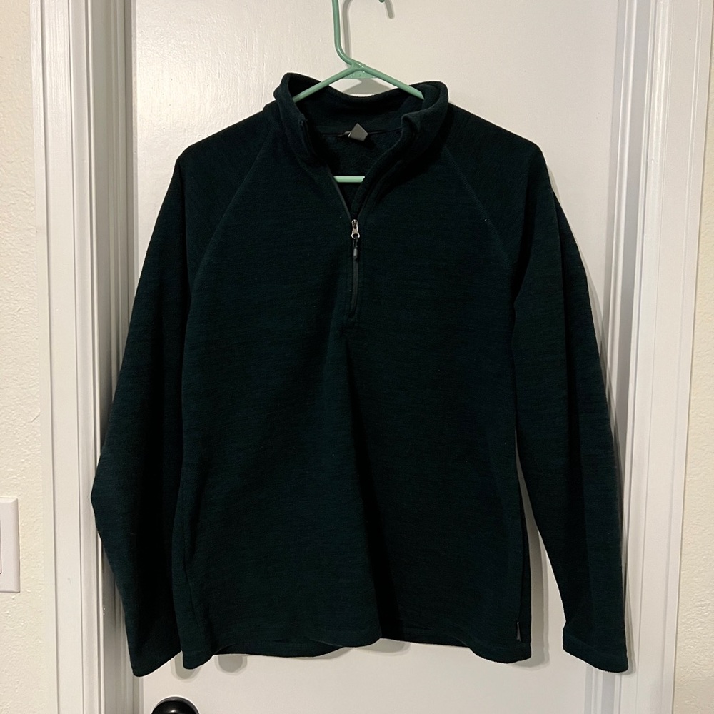 Dark green Eddie Bauer fleece pullover quarter zip - medium